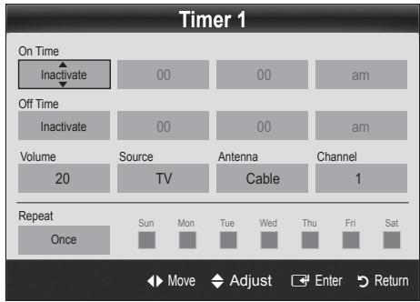 SAMSUNG UN55C6400RF - Setting the On / Off Timer - 2