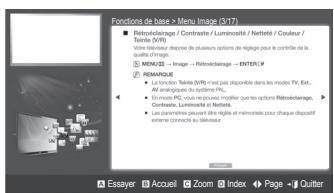 SAMSUNG UE27D5000NW - Comment basculer entre une rubrique du e-Manual et le(s) menu(s) correspondant(s) affiché(s) à l'écran - 1