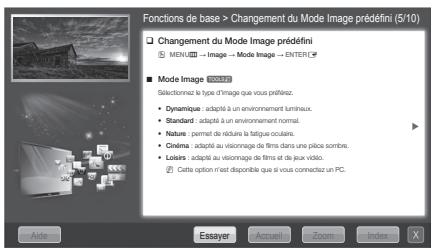 SAMSUNG UE37D6530WS - Comment basculer entre le manuel électronique et le(s) menu(s) correspondant(s) - 1
