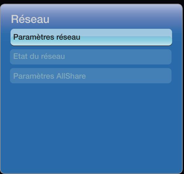 Réseau Paramètres réseau État du réseau Paramètres AllShare