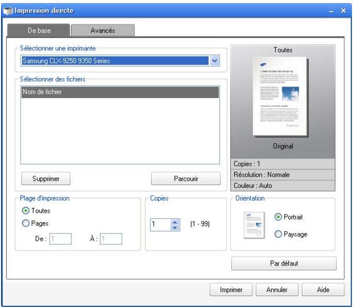 SAMSUNG CLX-9250ND - À partir de la fenêtre Direct Printing Utility - 1