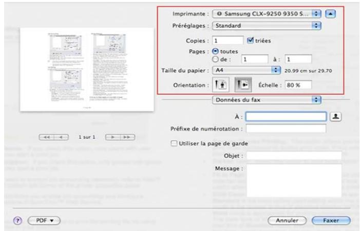 SAMSUNG CLX-9250ND - Envoi d'une télécopie (Macintosh) - 1