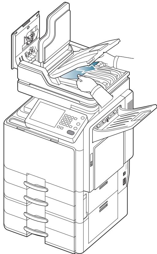SAMSUNG CLX-9250ND - Bourrage du papier d'origine dans la zone de sortie recto/verso du scanner - 9