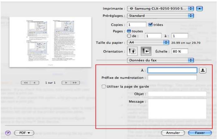 SAMSUNG CLX-9250ND - Envoi d'une télécopie (Macintosh) - 2