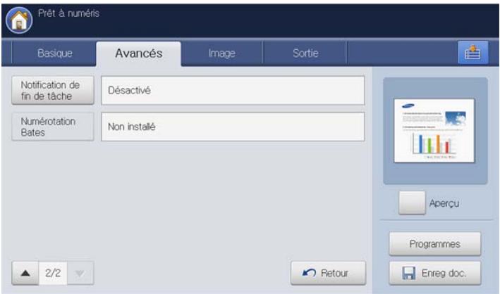 SAMSUNG CLX-9250ND - Onglet Avancés - 2