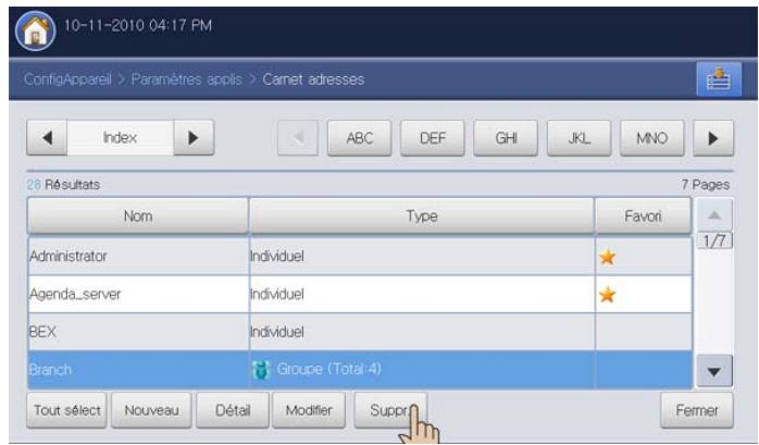 SAMSUNG CLX-9250ND - Suppression d'une entree d'un carnet d'adresses - 1