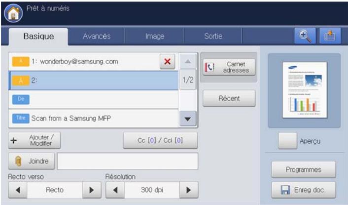 SAMSUNG CLX-9250ND - Saisie d'adresses électroniques depuis le clavier contextuel - 2