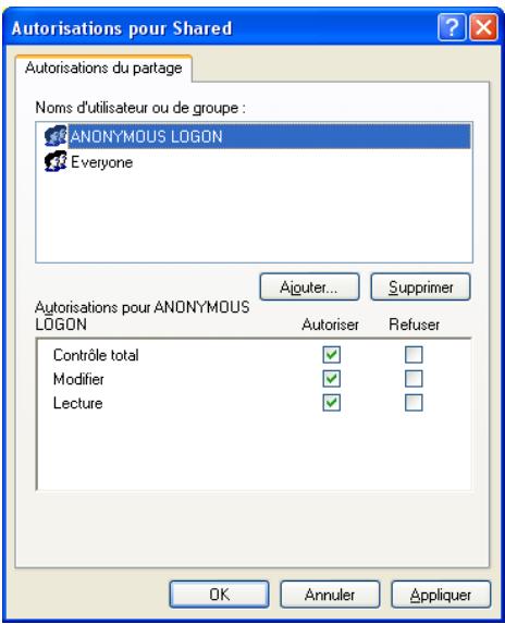 SAMSUNG CLX-9250ND - Exemple de configuration de sécurité pour un utilisateur anonyme sur un serveur SMB. - 5