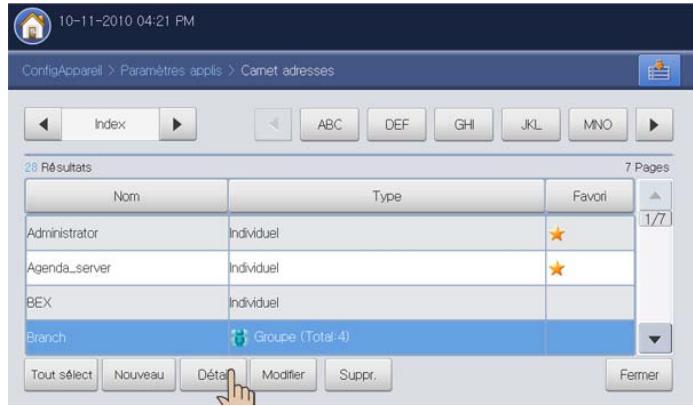 SAMSUNG CLX-9250ND - Consulter le carnet d'adresses à la recherche d'une entrée - 1
