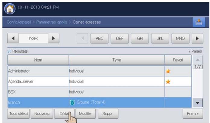 SAMSUNG CLX-9350ND - Consulter le carnet d'adresses à la recherche d'une entrée - 1