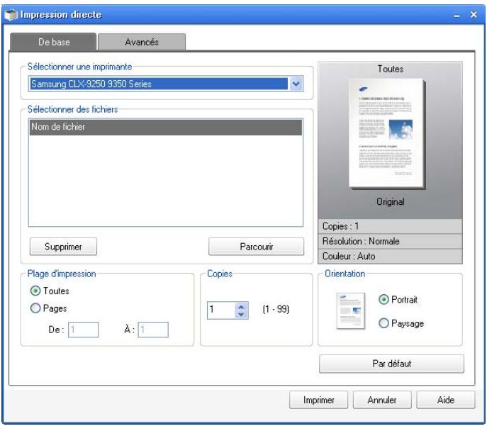 SAMSUNG CLX-9350ND - À partir de la fenêtre Direct Printing Utility - 1