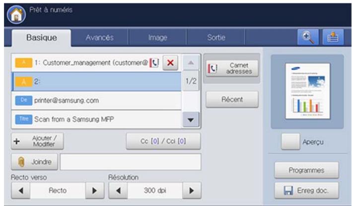 SAMSUNG CLX-9350ND - Saisie d'adresses e-mail depuis le carnet d'adresses - 4