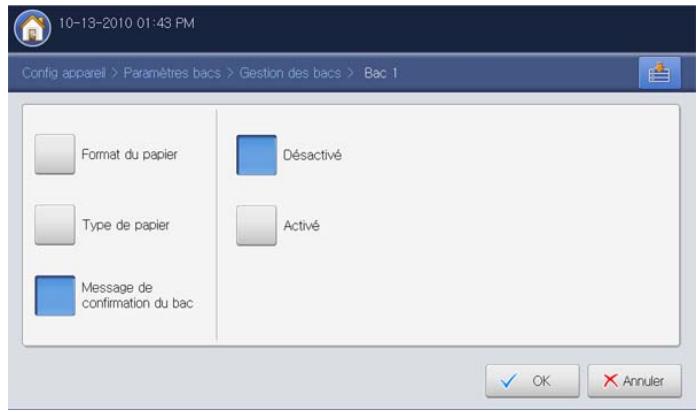 SAMSUNG CLX-9350ND - Paramétrage du message de confirmation de bac - 2