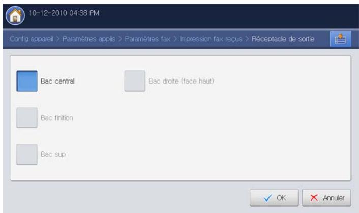 SAMSUNG CLX-9350ND - Sélection d'un bac de sortie pour les télécopies reçues - 2