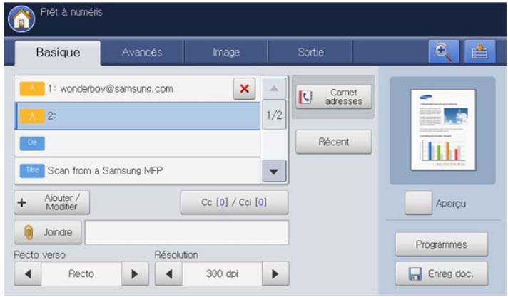 SAMSUNG CLX-9350ND - Saisie d'adresses électroniques depuis le clavier contextuel - 2