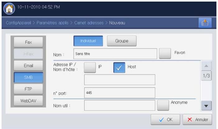 SAMSUNG CLX-9350ND - Enregistrement d'une adresse Individuelle (SMB, FTP, WebDAV) - 1