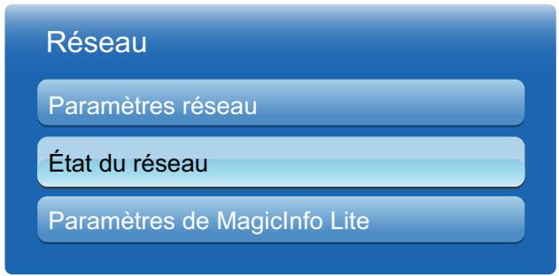 Réseau Paramètres réseau État du réseau Paramètres de MagicInfo Lite