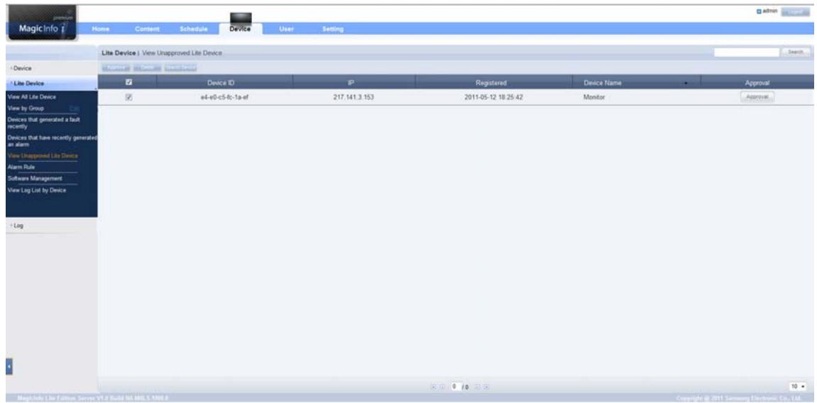 SAMSUNG UE55A - Approbation d'un périphérique connecté depuis le serveur - 4