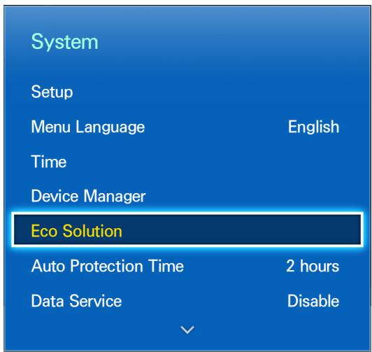 System Setup Menu Language English Time Device Manager Eco Solution Auto Protection Time 2 hours Data Service Disable