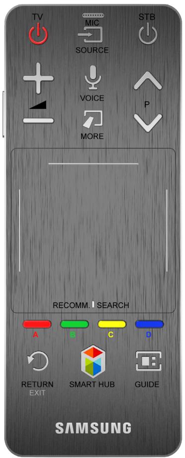 TV MIC STB SOURCE VOICE P MORE RECOMM. I SEARCH A S C D RETURN EXIT SMART HUB GUIDE SAMSUNG