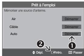 Prêt à l'emploi Mémoriser une source d'antenne. Air Câble Auto Dépl. Intro. Passer Démarrer Démarrer Démarrer 1