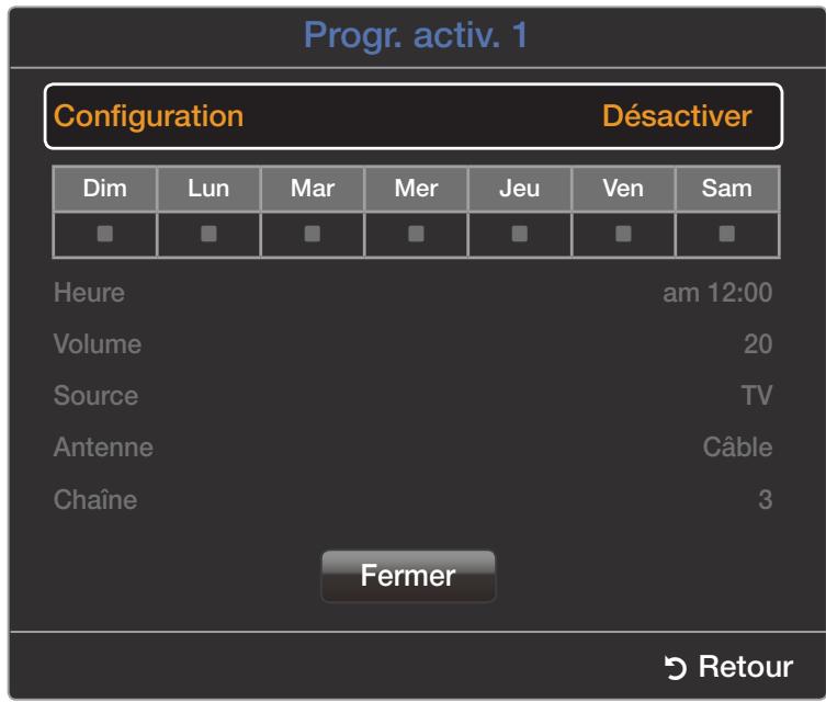 SAMSUNG UN40FH6030F - Réglage du minuteur d'activation (Activer / Désactiver) - 4