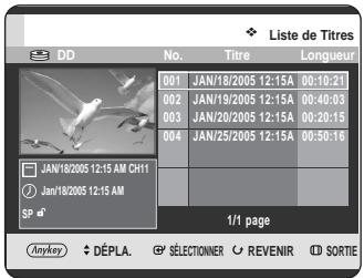 SAMSUNG DVD-HR720 - Appuyez sur le bouton TITLE LIST, appareil en mode stop ou lecture. - 1