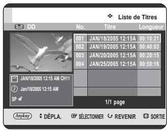 SAMSUNG DVD-HR720 - Utilisation du bouton TITLE LIST - 1