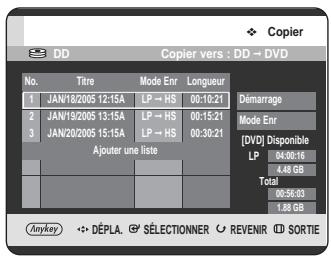 SAMSUNG DVD-HR720 - Suppression d'un titre non souhaité dans la liste de copie - 1