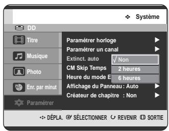 SAMSUNG DVD-HR720 - Réglage de la mise hors tension automatique - 3