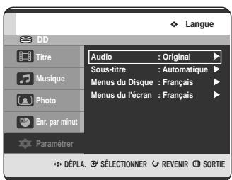 SAMSUNG DVD-HR720 - Configuration des options de langue - 2