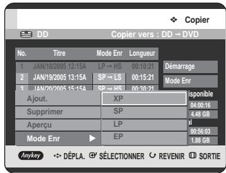 SAMSUNG DVD-HR720 - Sélection du mode d'enregistrement pour chaque titre dans la liste de copie - 2