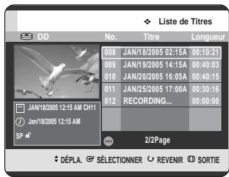 SAMSUNG DVD-HR720 - Utilisation du bouton TITLE LIST - 1