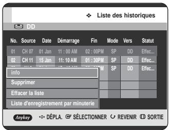 SAMSUNG DVD-HR720 - - Liste enregistrement par minuterie - 1