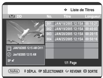 SAMSUNG DVD-HR720 - Appuyez sur le bouton TITLE LIST, appareil en mode stop ou lecture. - 1
