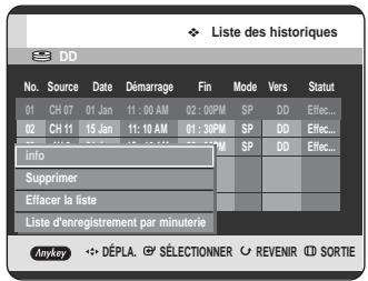 SAMSUNG DVD-HR720 - Effacer la liste des historiques - 1