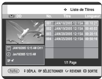 SAMSUNG DVD-HR720 - Utilisation du bouton TITLE LIST - 1