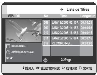 SAMSUNG DVD-HR720 - Utilisation du bouton TITLE LIST - 1