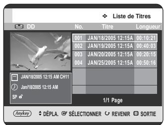 SAMSUNG DVD-HR720 - Utilisation du bouton TITLE LIST - 1