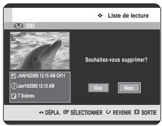 SAMSUNG DVD-HR720 - Appuyez sur les boutons  pour sélectionner supprimer, puis appuyez sur le bouton ENTER ou - 1