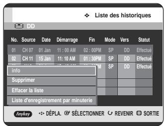 SAMSUNG DVD-HR720 - Supprimer la liste des historiques - 1