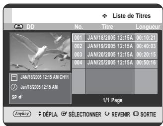 SAMSUNG DVD-HR720 - Utilisation du bouton TITLE LIST - 1