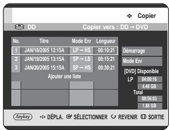 SAMSUNG DVD-HR720 - Prévisualisation d'un titre sélectionné dans la liste de copie - 1