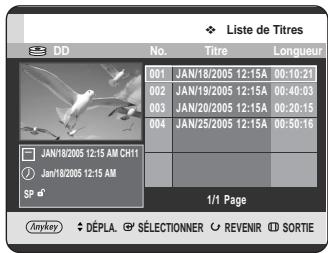SAMSUNG DVD-HR720 - Utilisation du bouton TITLE LIST - 1