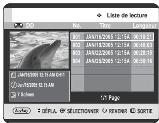 SAMSUNG DVD-HR720 - Utilisation du bouton PLAY LIST - 1