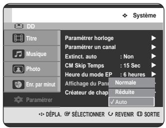 SAMSUNG DVD-HR720 - Configuration des options d'affichage du panneau frontal - 3
