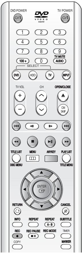 SAMSUNG DVD-HR720 - Boutons de la télécommande servant à la lecture de CD audio (cd-da) - 1