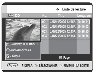 SAMSUNG DVD-HR720 - Utilisation du bouton PLAY LIST - 1