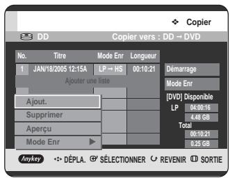 SAMSUNG DVD-HR720 - Appuyez sur les boutons  pour sélectionner les titres que vous souhaitez copier. - 1