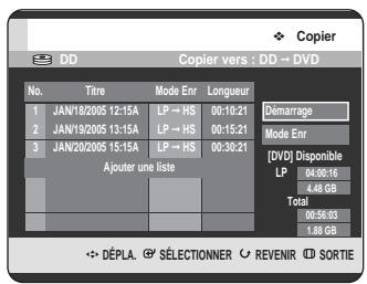 SAMSUNG DVD-HR720 - Appuyez sur les boutons  pour sélectionner les titres que vous souhaitez copier. - 4